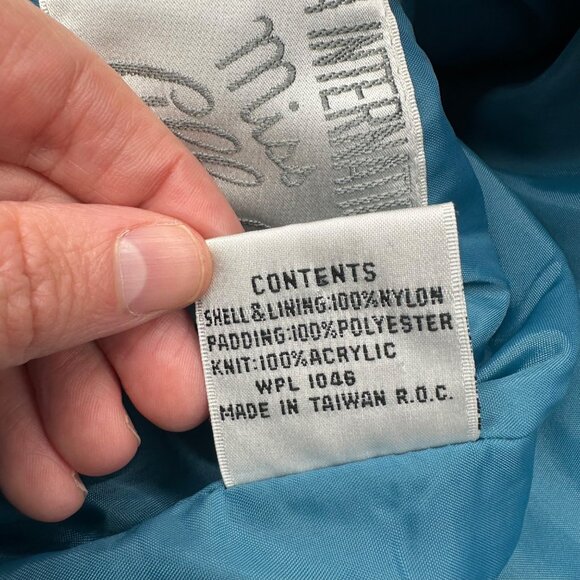 Vintage Coat 1980s Teal Quilted Womens Size 14 Aurora International Miss Abmoor - Picture 7 of 13